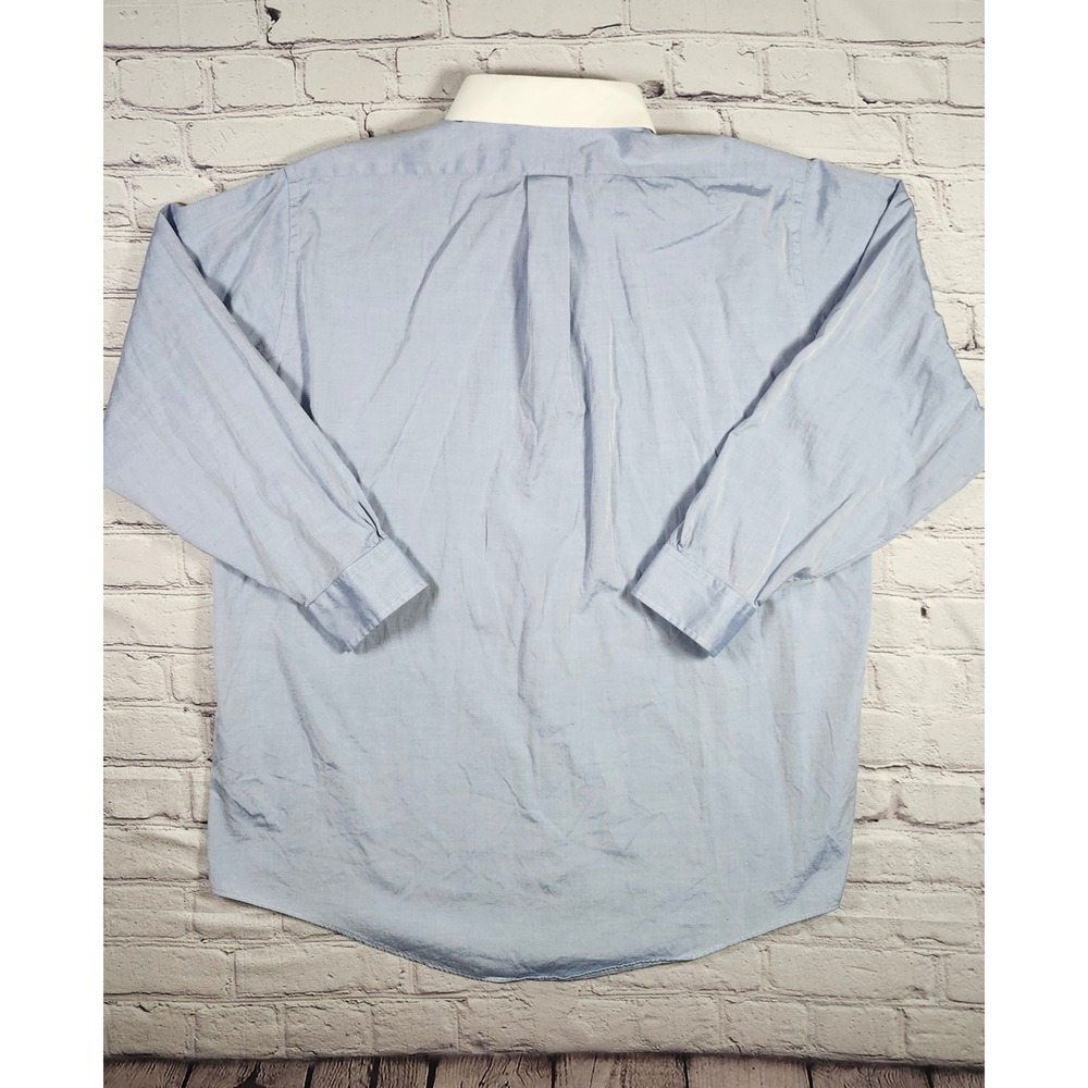 Brooks Brothers Traditional Fit Chambray Stripe Contrast Collar Shirt 17-33 - Picture 4 of 9
